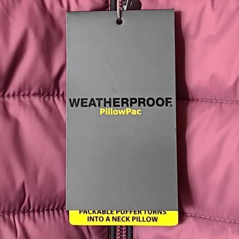 WEATHERPROOF Womens Puffer Jacket Packable Dusk Orchid With Logo Size NEW - Picture 9 of 13